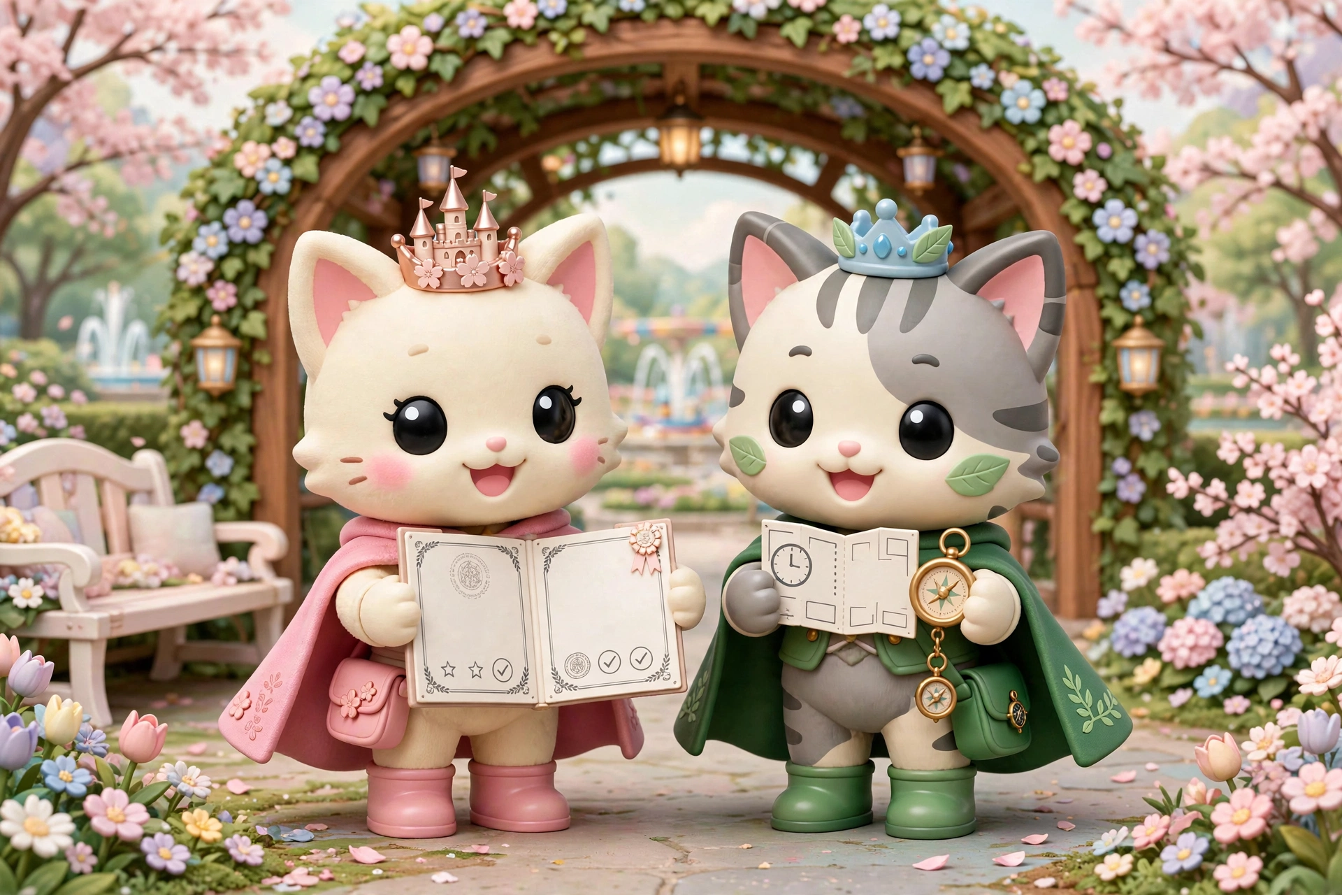 The guide cats with a DAS certificate folder and return time card at an attraction entrance